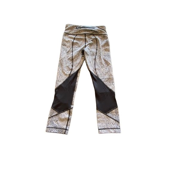 Lululemon Pace Rival Crop Power Luxtreme Spray Jacquard White Black / Black Sz 4 - Picture 11 of 11